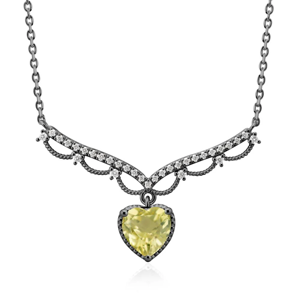Heart Shaped Lemon Quartz V Shaped Necklace - Image 7