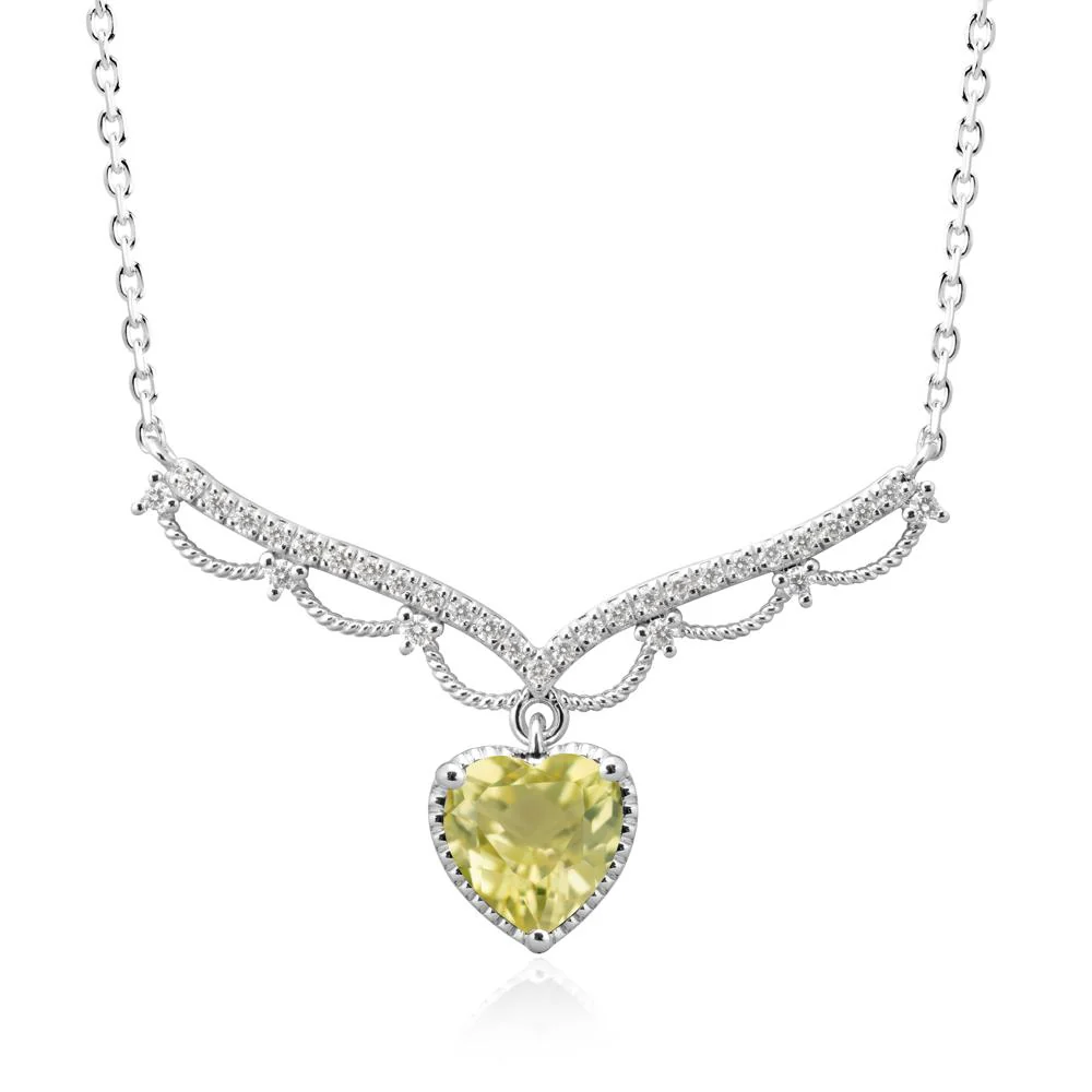 Heart Shaped Lemon Quartz V Shaped Necklace - Image 9