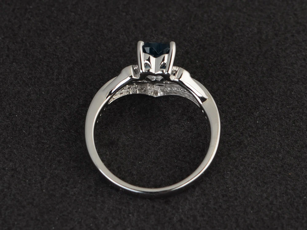 Heart Shaped London Blue Topaz Bridal Set Ring - Image 3