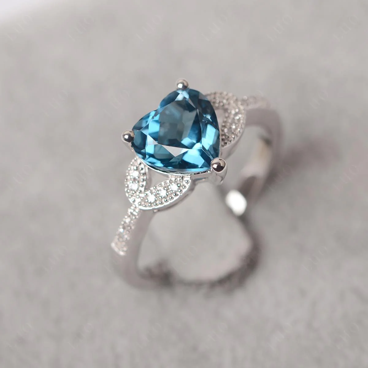 Heart Shaped London Blue Topaz Engagement Ring - Image 11