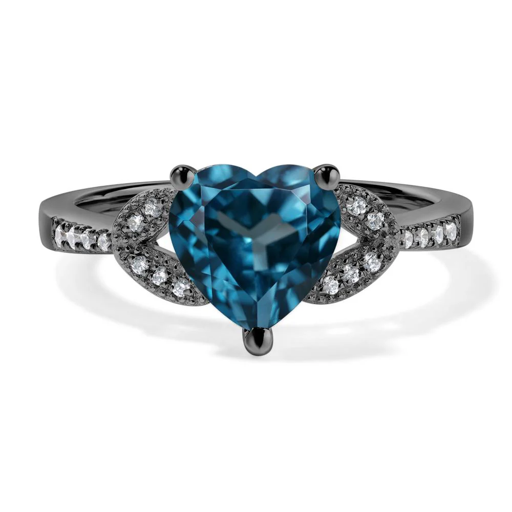 Heart Shaped London Blue Topaz Engagement Ring - Image 3