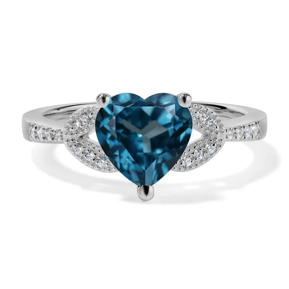 Heart Shaped London Blue Topaz Engagement Ring - Image 6