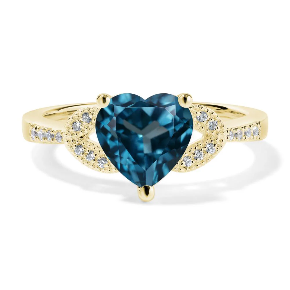 Heart Shaped London Blue Topaz Engagement Ring - Image 8