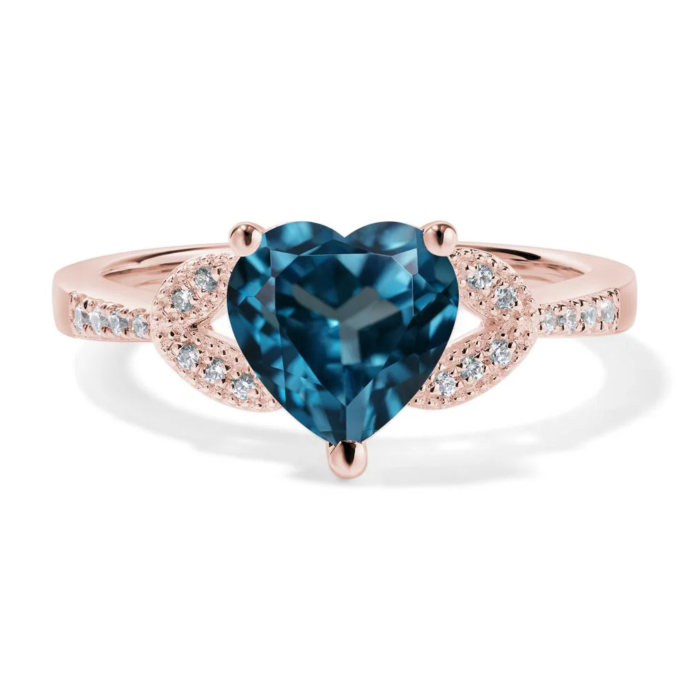 Heart Shaped London Blue Topaz Engagement Ring - Image 9