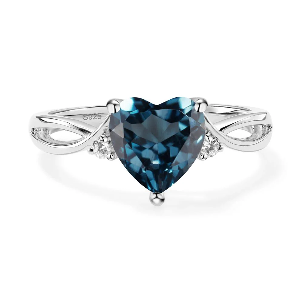 Heart Shaped London Blue Topaz Ring - Image 3