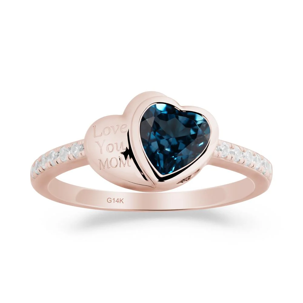 Heart Shaped London Blue Topaz Ring for Mother's Day