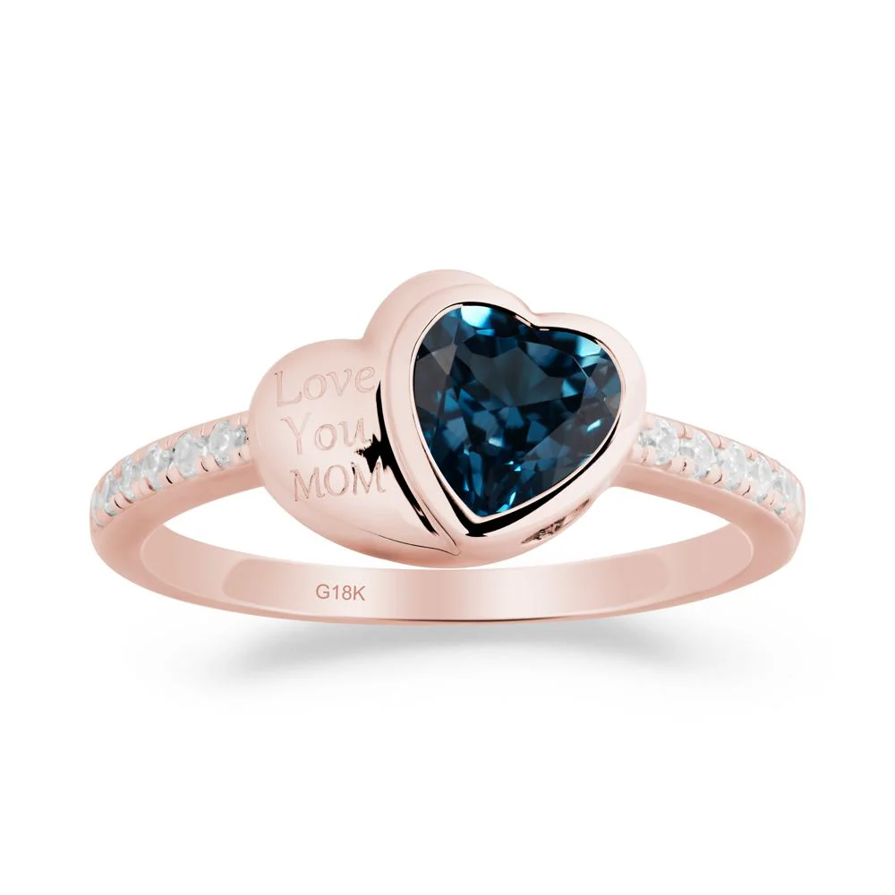 Heart Shaped London Blue Topaz Ring for Mother's Day - Image 6