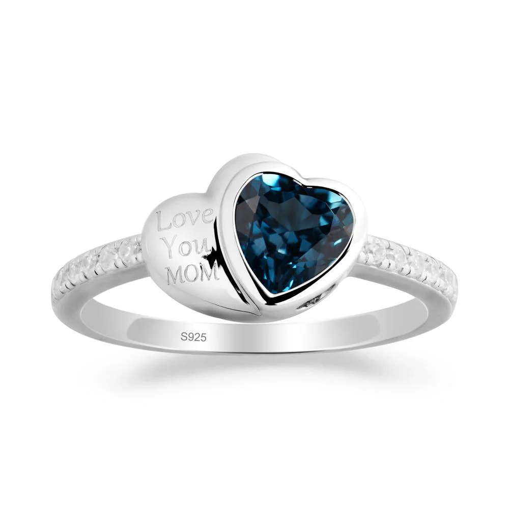 Heart Shaped London Blue Topaz Ring for Mother's Day - Image 7