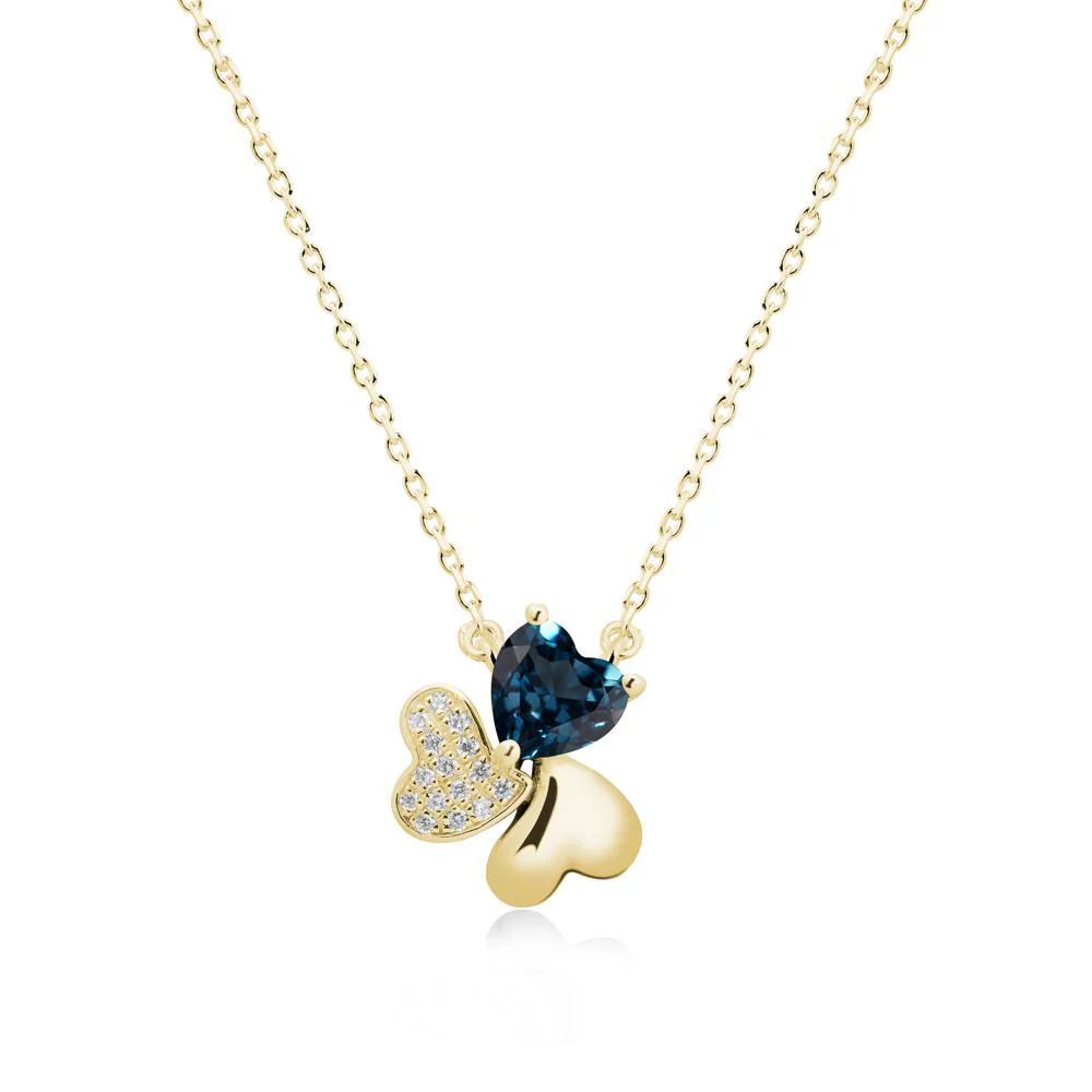 Heart Shaped London Blue Topaz Shamrock Necklace - Image 6
