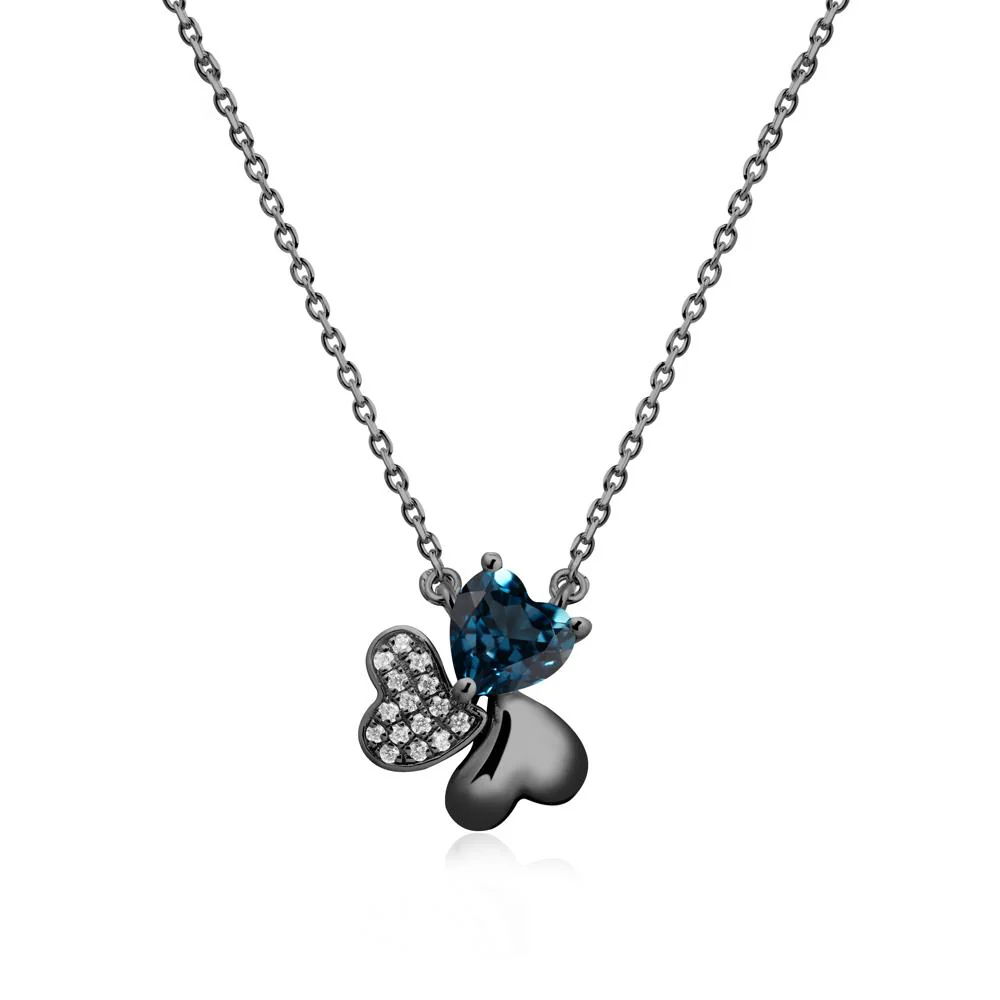 Heart Shaped London Blue Topaz Shamrock Necklace - Image 7