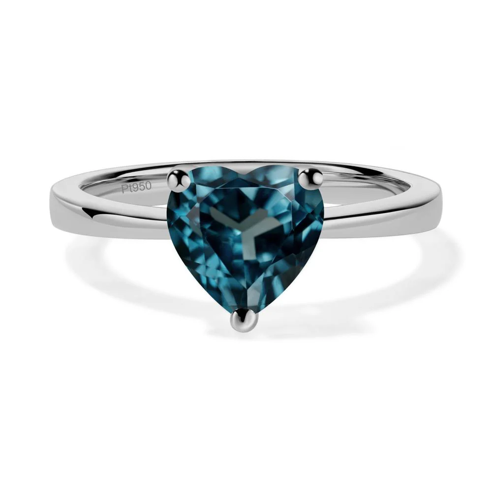 London Blue Topaz Heart Shaped Solitaire Ring - Image 5