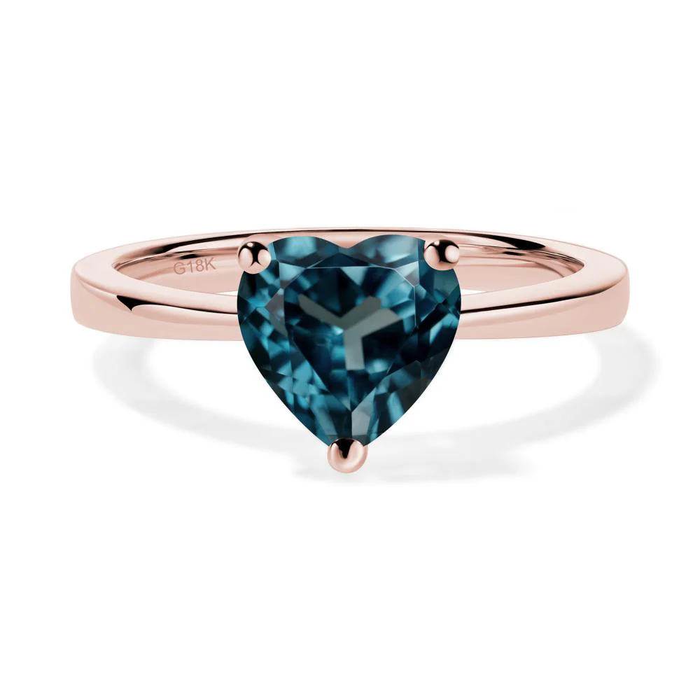 London Blue Topaz Heart Shaped Solitaire Ring - Image 8