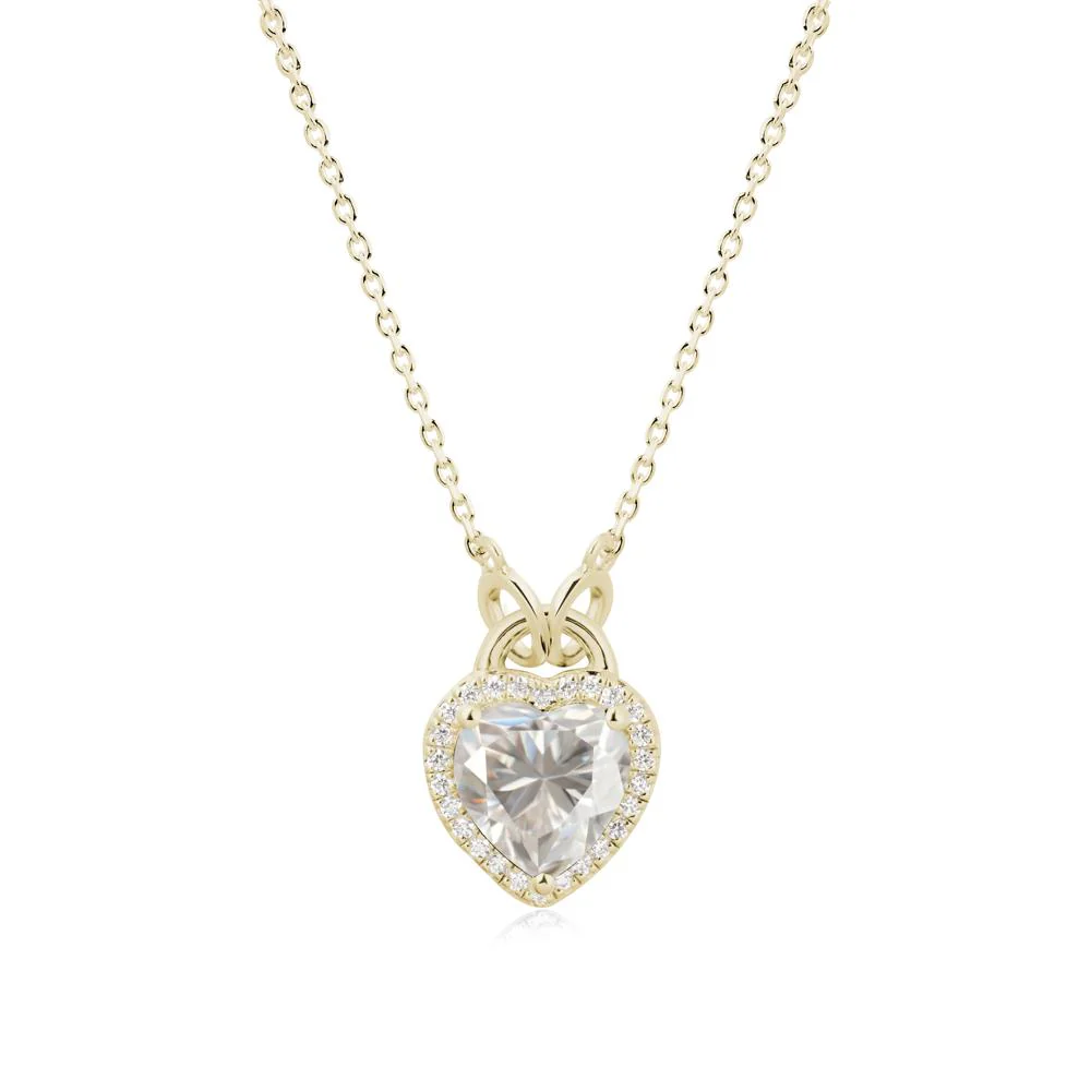 Heart Shaped Moissanite Halo Pendant Necklace - Image 4