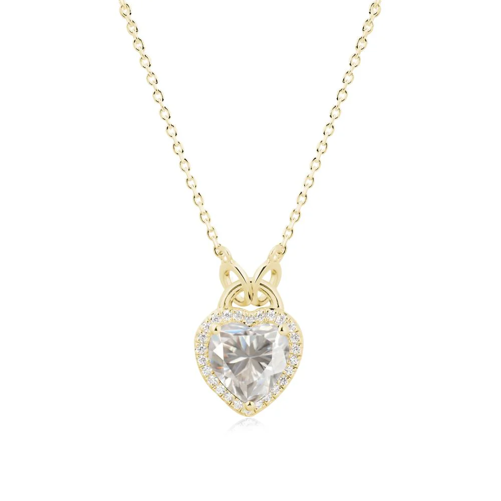 Heart Shaped Moissanite Halo Pendant Necklace - Image 7