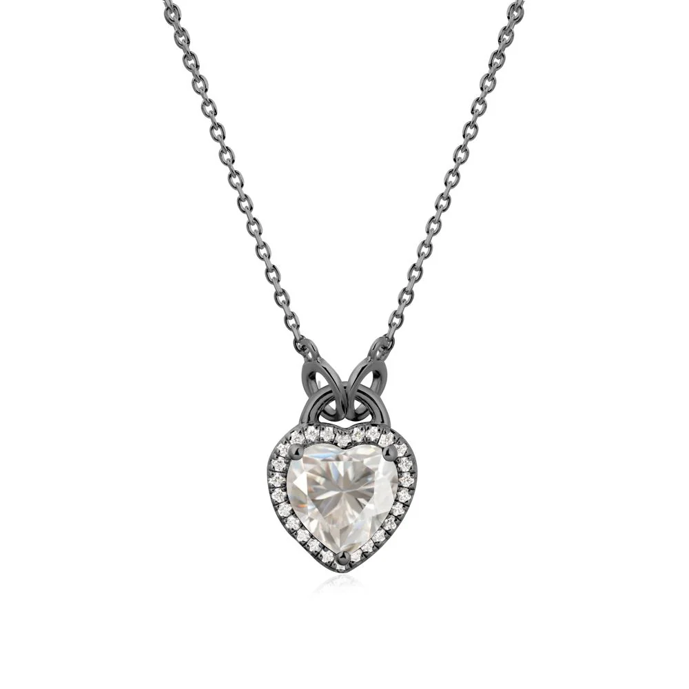 Heart Shaped Moissanite Halo Pendant Necklace - Image 8