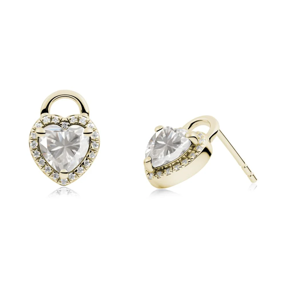 Heart Shaped Moissanite Halo Stud Earrings - Image 3