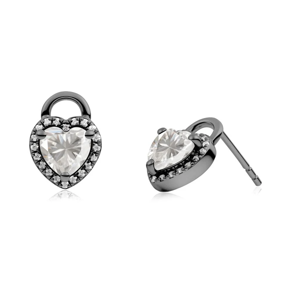 Heart Shaped Moissanite Halo Stud Earrings - Image 6
