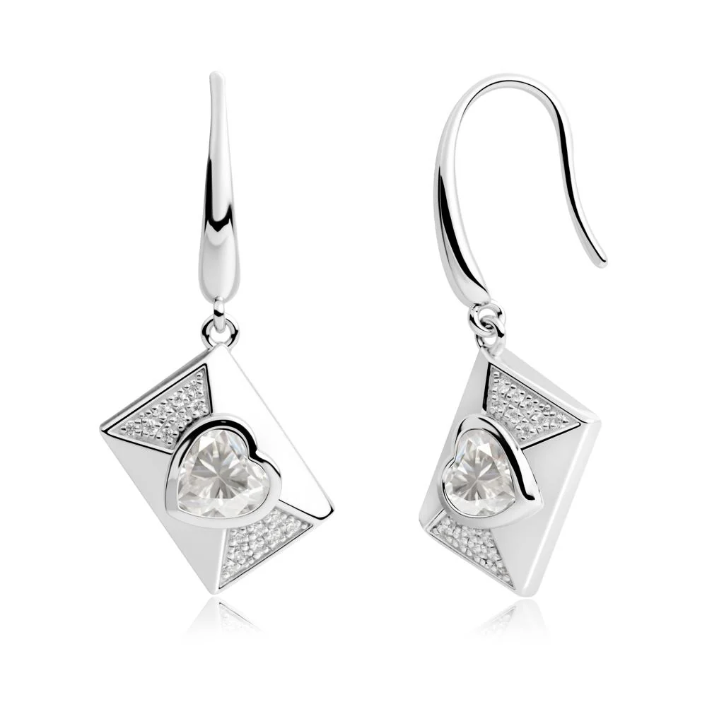 Heart Shaped Moissanite Love Letter Envelope Eearrings - Image 5