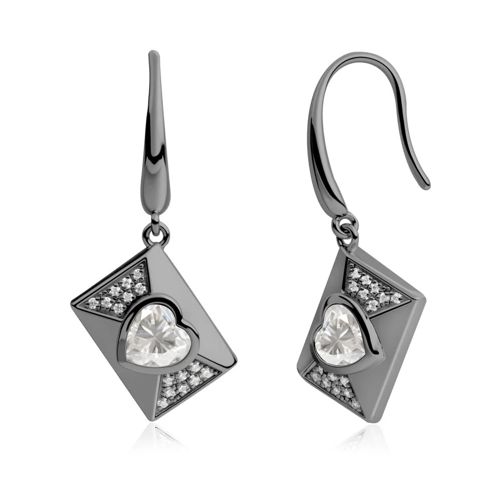 Heart Shaped Moissanite Love Letter Envelope Eearrings - Image 7