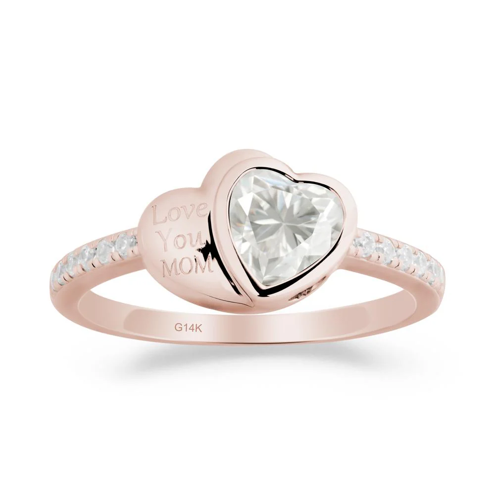 Heart Shaped Moissanite Ring for Mother's Day