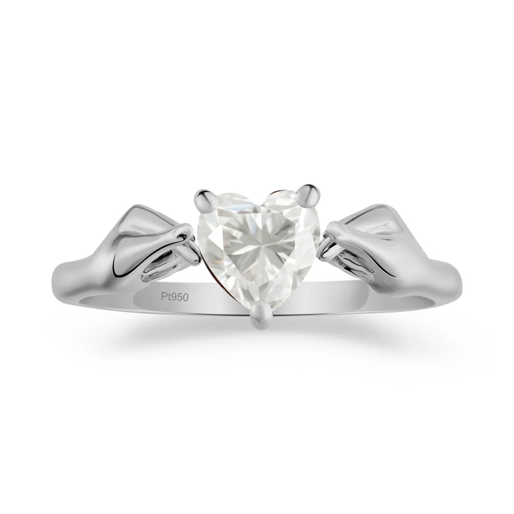 Heart Shaped Moissanite Ring with Finger Heart