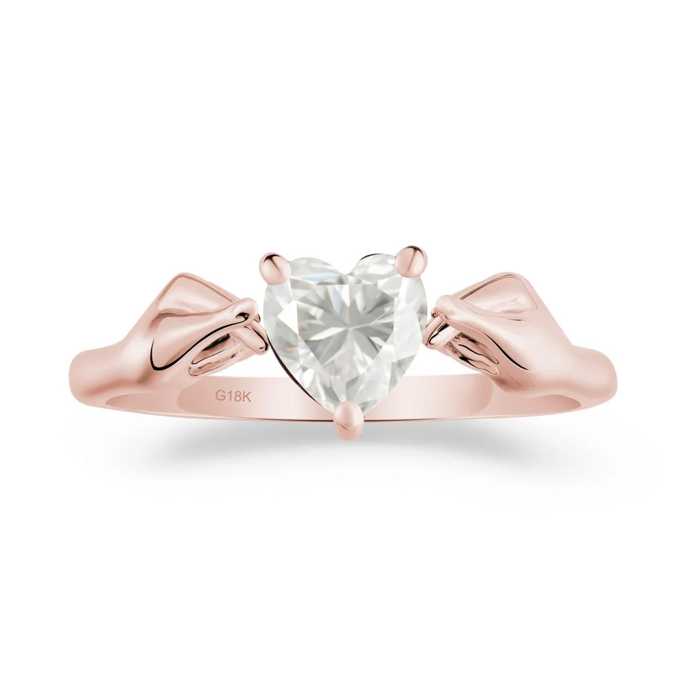 Heart Shaped Moissanite Ring with Finger Heart - Image 3