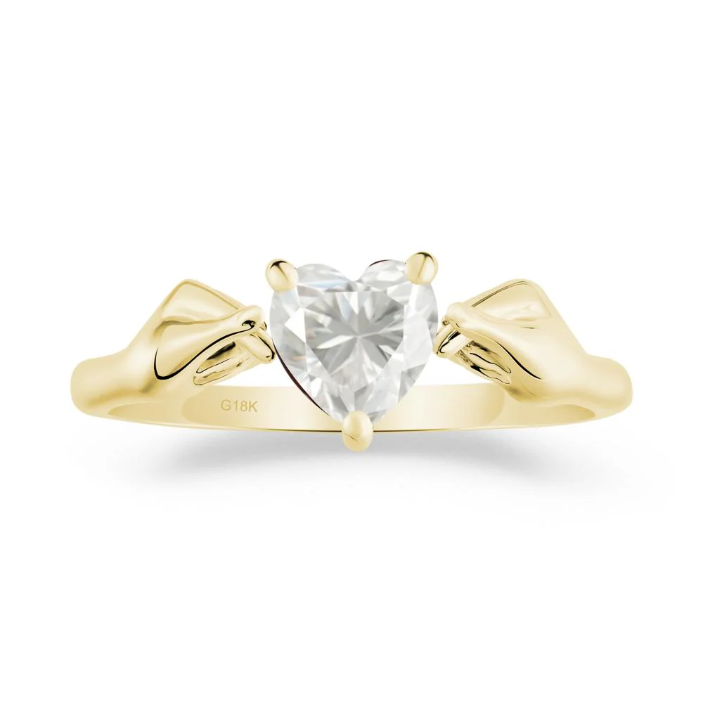 Heart Shaped Moissanite Ring with Finger Heart - Image 4