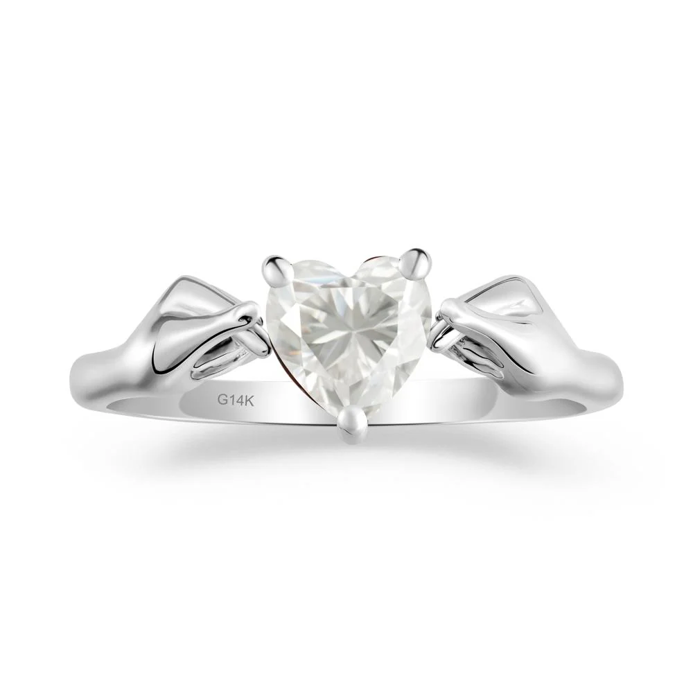 Heart Shaped Moissanite Ring with Finger Heart - Image 7
