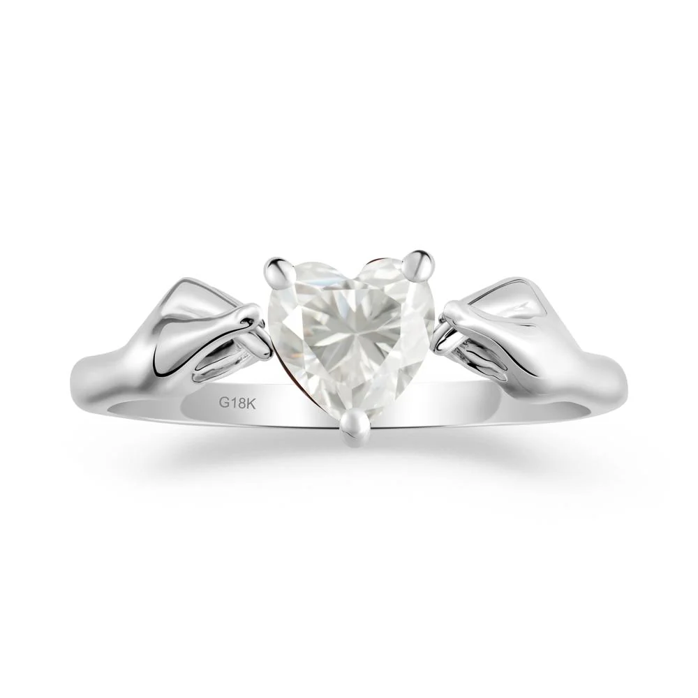 Heart Shaped Moissanite Ring with Finger Heart - Image 9