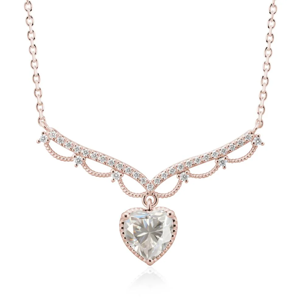 Heart Shaped Moissanite V Shaped Necklace - Image 2