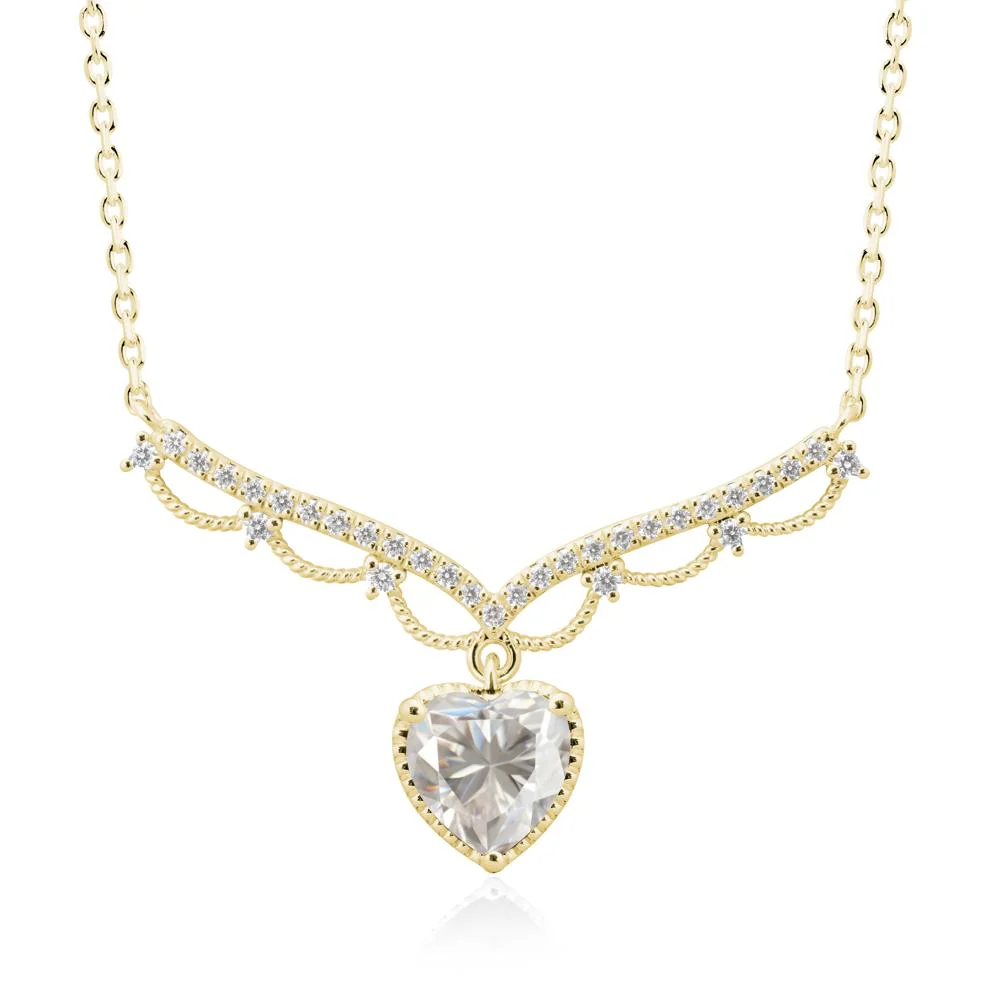 Heart Shaped Moissanite V Shaped Necklace - Image 6