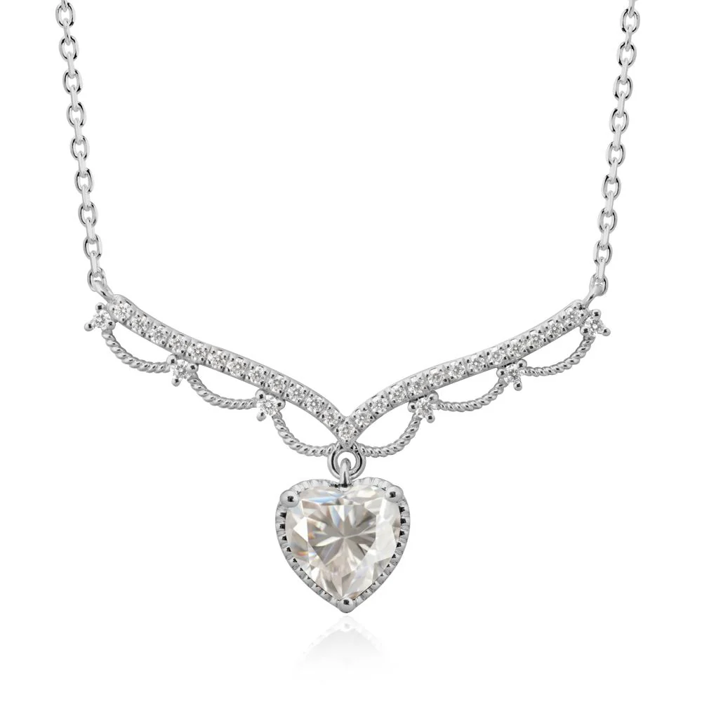 Heart Shaped Moissanite V Shaped Necklace - Image 8