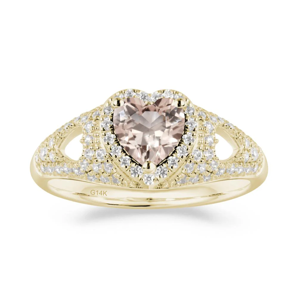 Heart Shaped Morganite Cluster Ring - Image 3