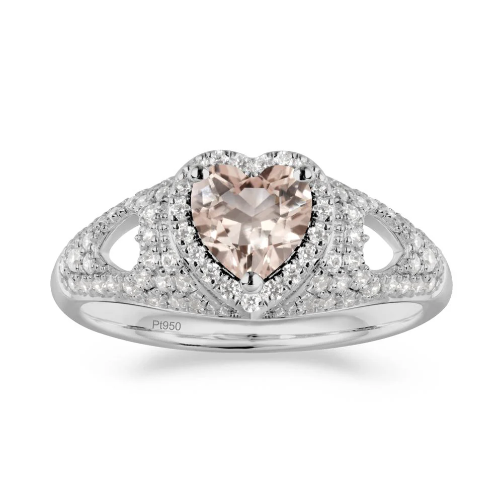 Heart Shaped Morganite Cluster Ring - Image 9