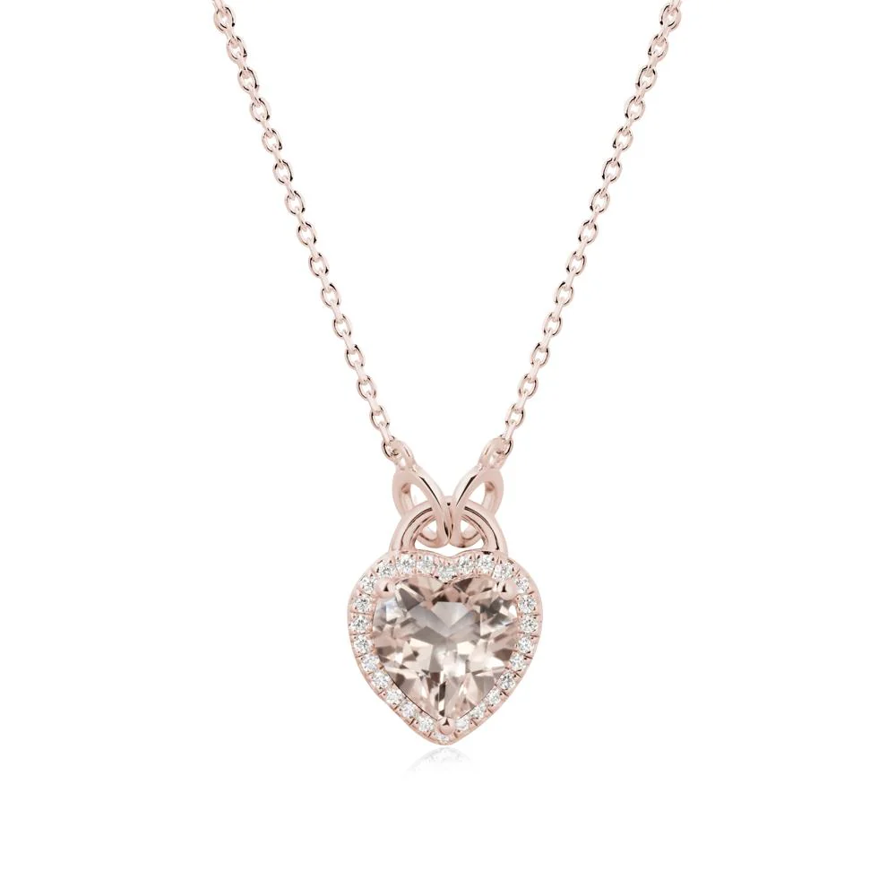 Heart Shaped Morganite Halo Necklace - Image 2