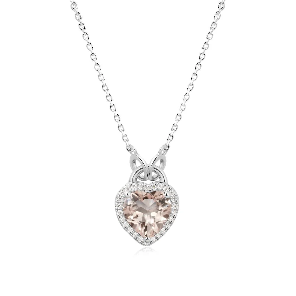 Heart Shaped Morganite Halo Necklace - Image 3