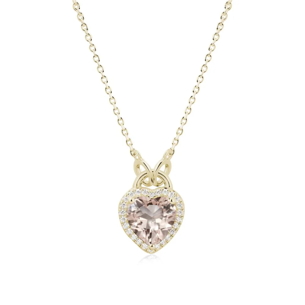 Heart Shaped Morganite Halo Necklace - Image 4