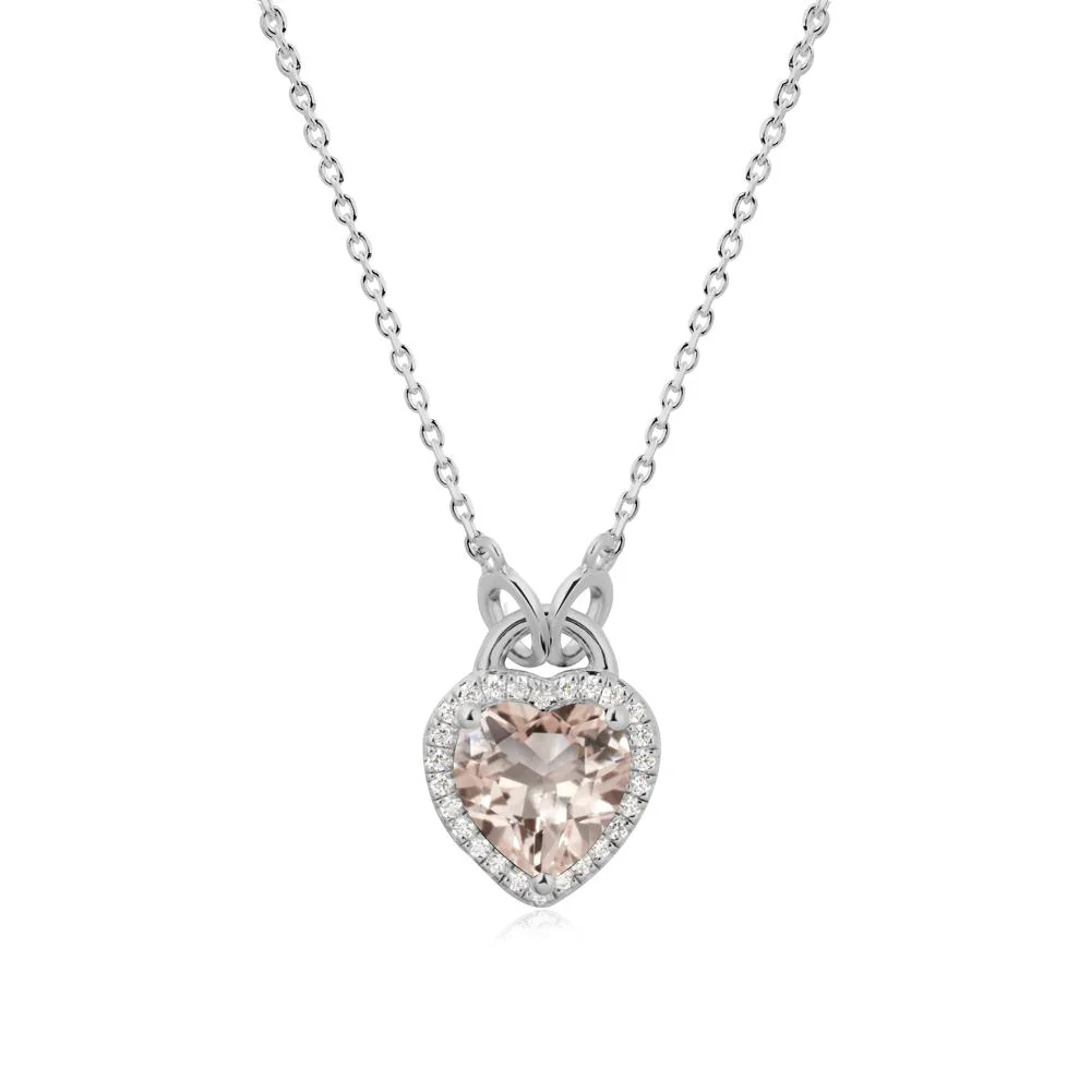 Heart Shaped Morganite Halo Necklace - Image 9