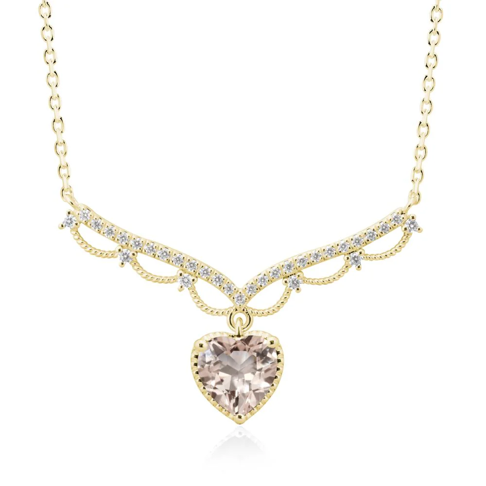Heart Shaped Morganite Necklace with Pave Accents - Image 6