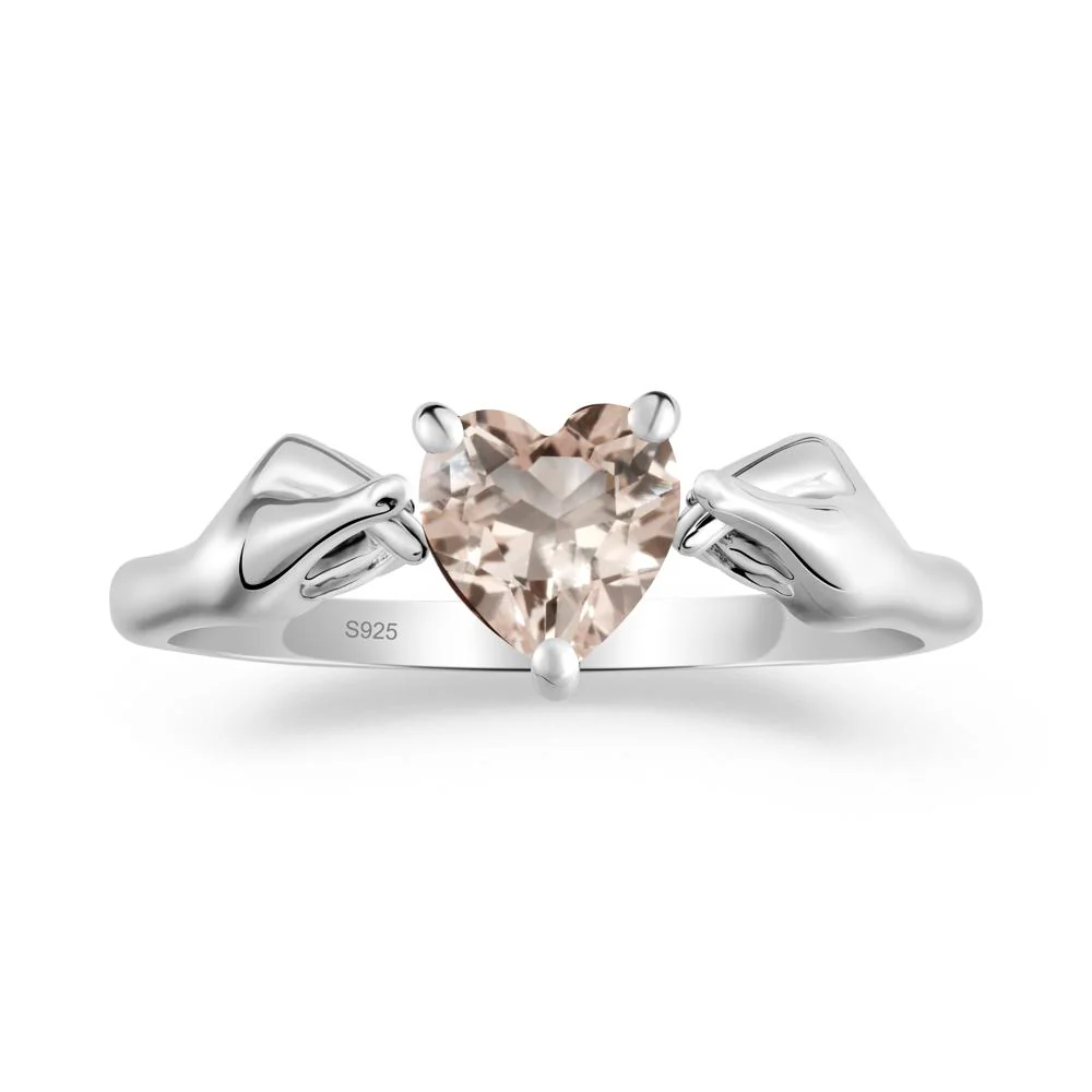 Heart Shaped Morganite Ring with Finger Heart