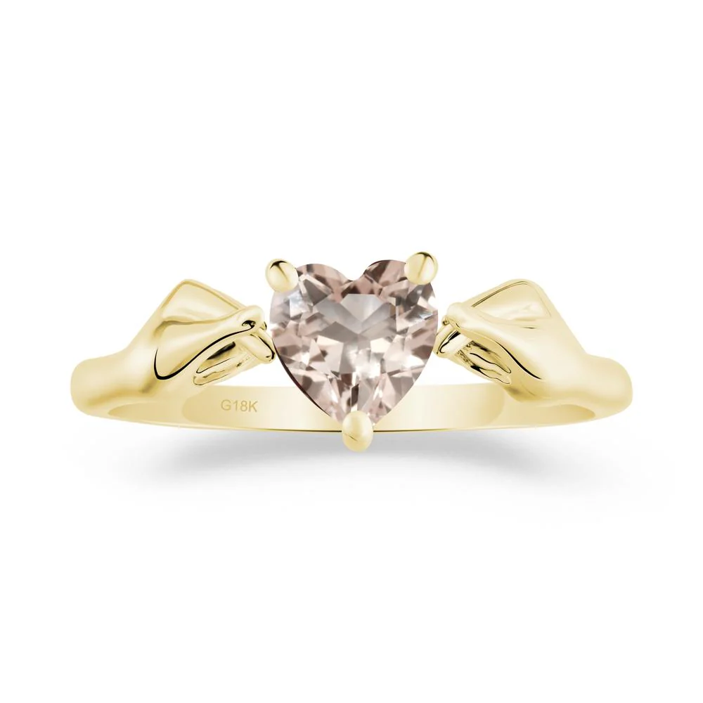 Heart Shaped Morganite Ring with Finger Heart - Image 6