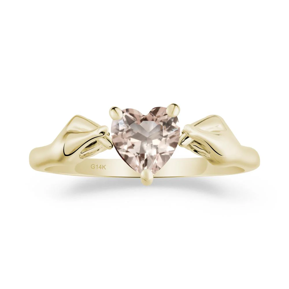 Heart Shaped Morganite Ring with Finger Heart - Image 8