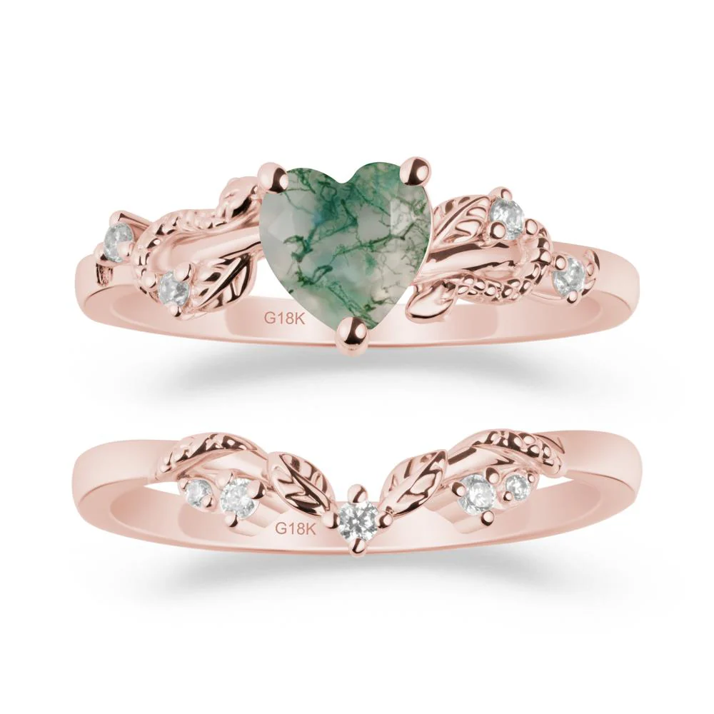 Heart Shaped Moss Agate Bridal Set - Image 4