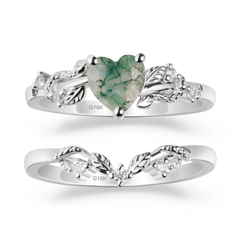 Heart Shaped Moss Agate Bridal Set - Image 5