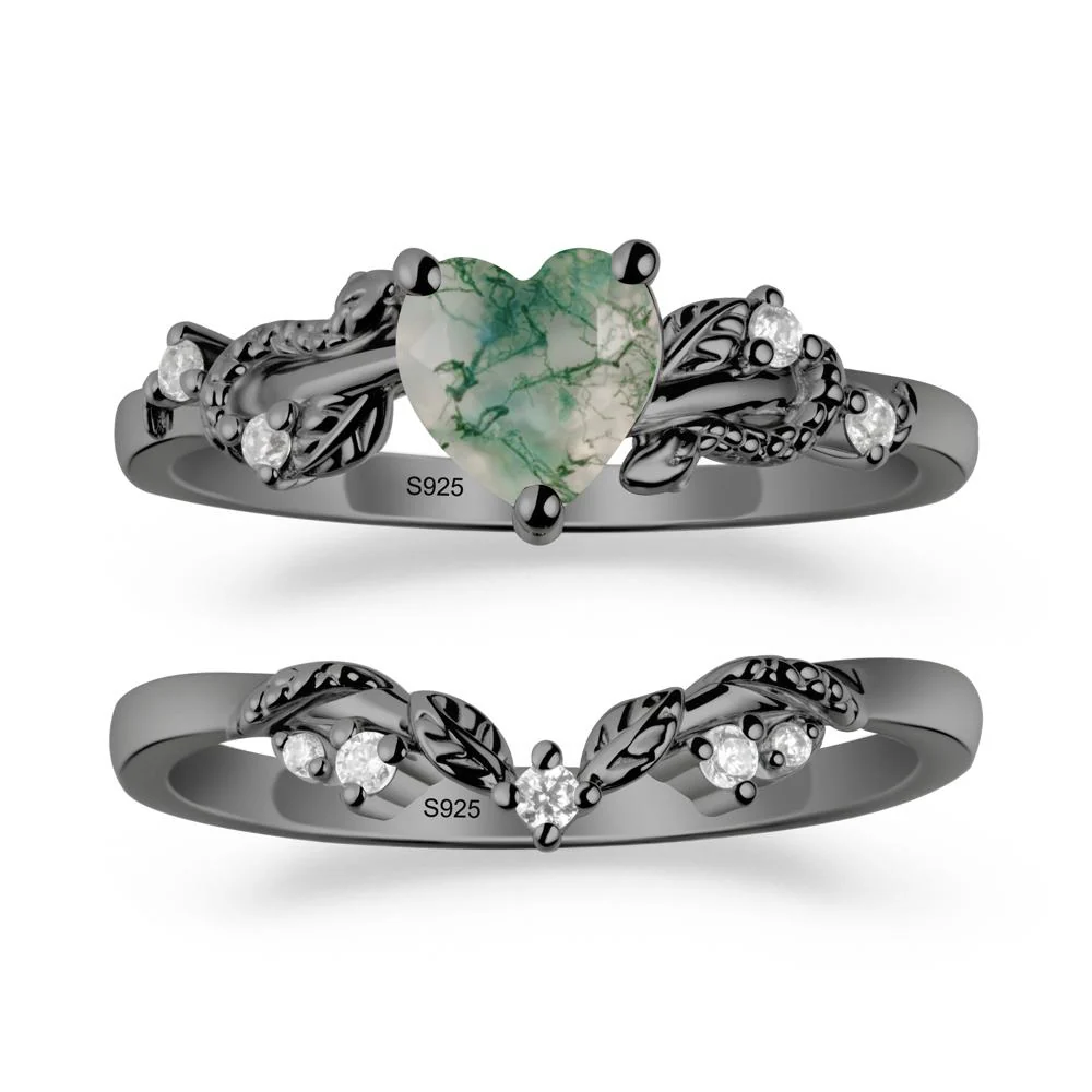 Heart Shaped Moss Agate Bridal Set - Image 7