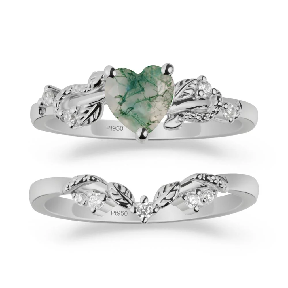 Heart Shaped Moss Agate Bridal Set - Image 8