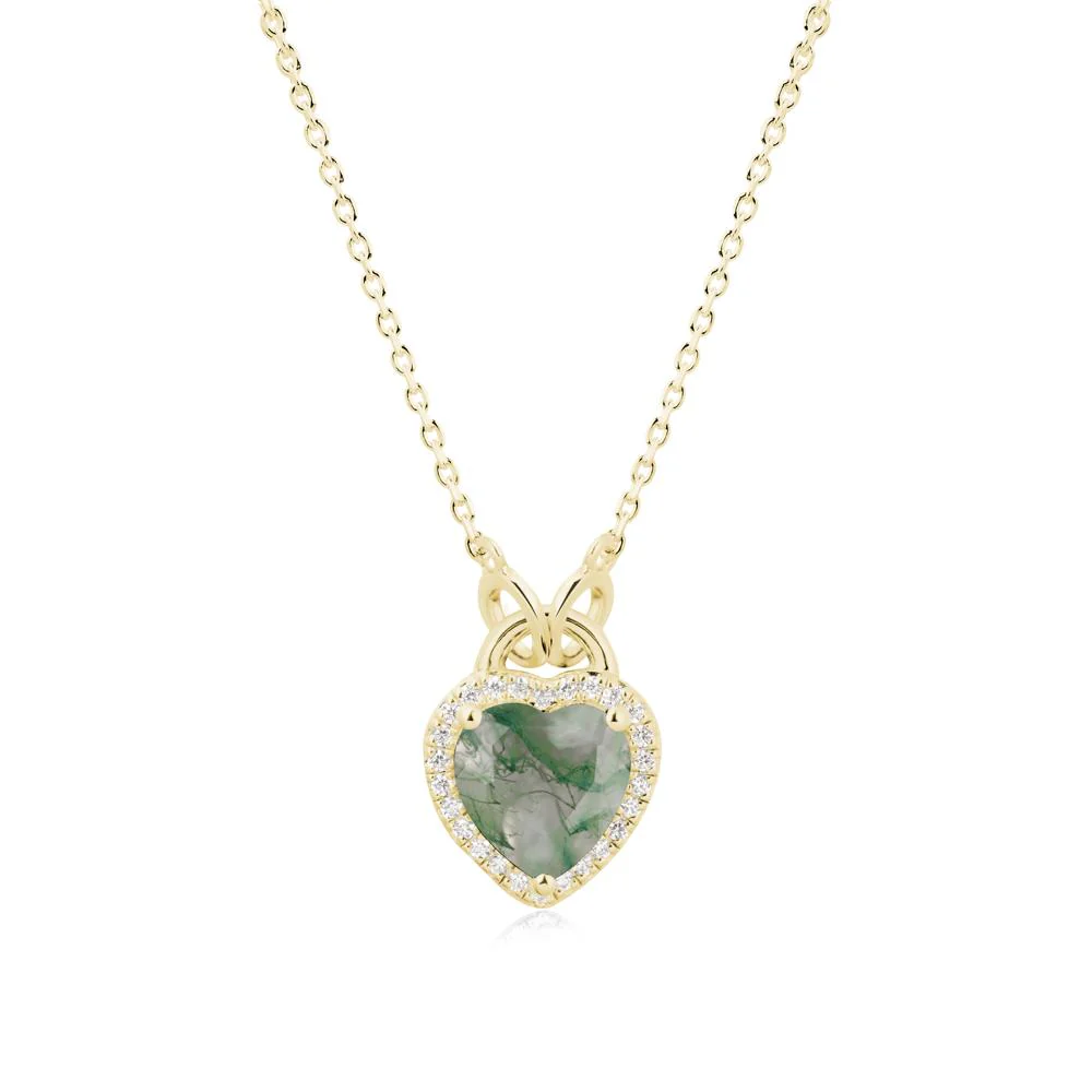 Heart Shaped Moss Agate Halo Necklace - Image 7