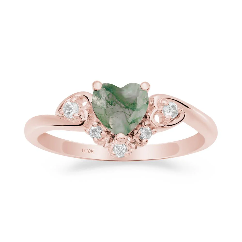Heart Shaped Moss Agate Ring for Mom - Image 3