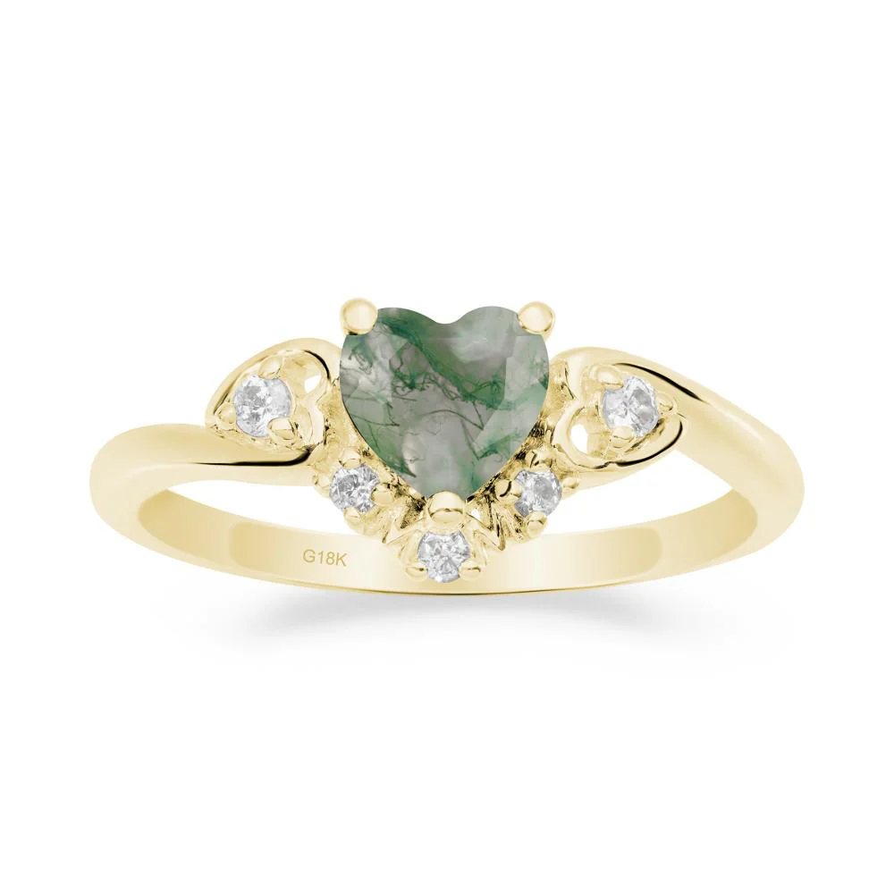Heart Shaped Moss Agate Ring for Mom - Image 4