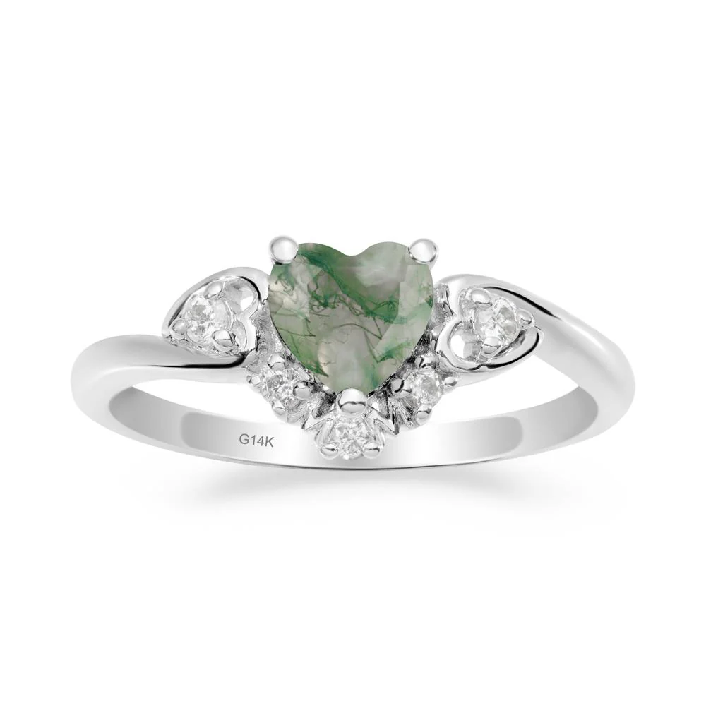 Heart Shaped Moss Agate Ring for Mom - Image 6